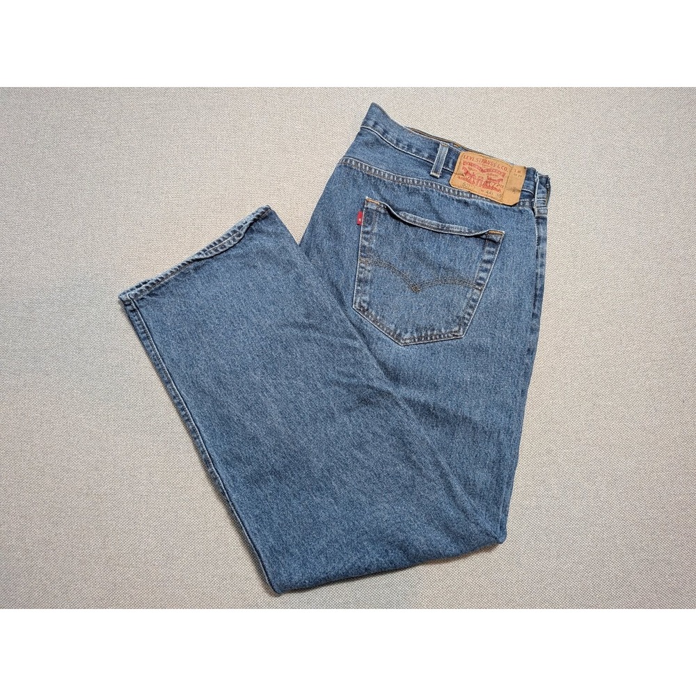 Levis 501 Mens 44x30 Blue Straight Leg Button Fly Denim Jeans Pants